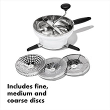 Load image into Gallery viewer, OXO Good Grips Food Mill - Stainless Steel, 2 Liters, 3 different discs.
