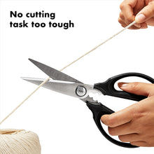 Load image into Gallery viewer, OXO Good Grips Kitchen and Herb Scissors - Black, cuts through various thicknesses. 
