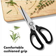 Load image into Gallery viewer, OXO Good Grips Kitchen and Herb Scissors - Black, cushioned grip.
