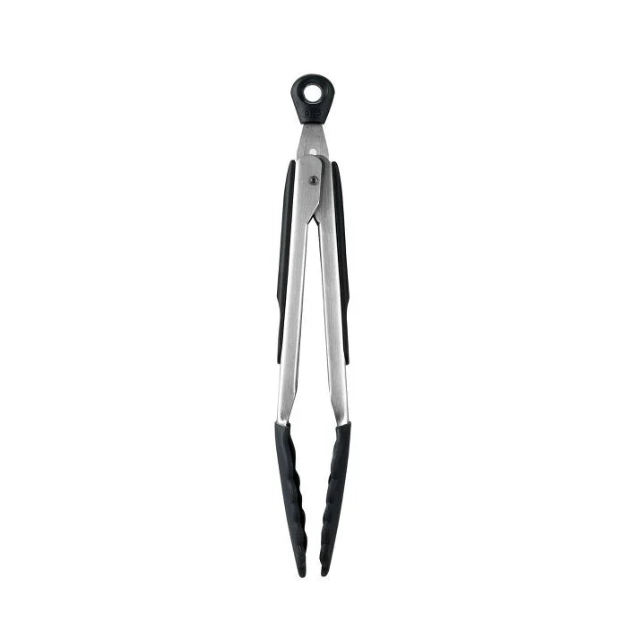 OXO Good Grips Locking Tongs with Silicone Heads - 23cm, top view.
