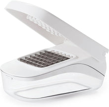 Load image into Gallery viewer, OXO Good Grips Vegetable Chopper with Easy Pour Feature - White, angled view, empty.

