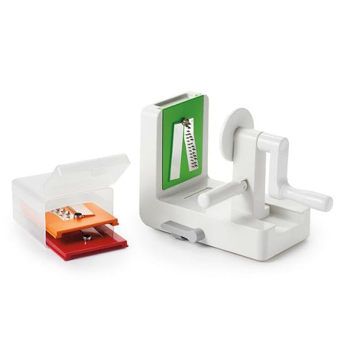 OXO Good Grips Tabletop Spiralizer - White, angled view.