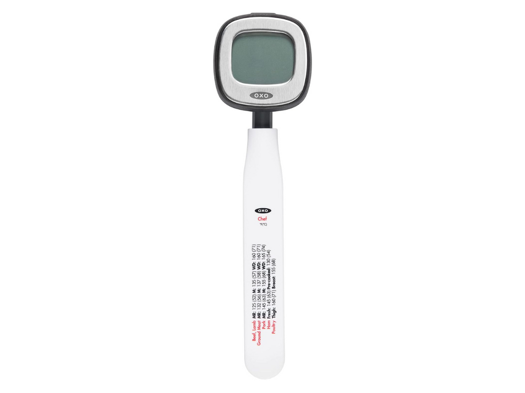 OXO Good Grips Digital Instant Read Food Thermometer - Stainless Steel, top view.