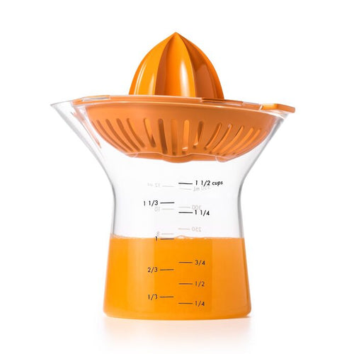 OXO Good Grips 2-in-1 Citrus Juicer - 350ml, with juice.