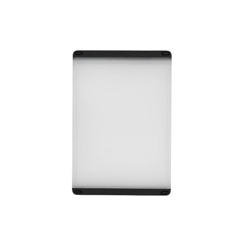 OXO Good Grips Prep Cutting Board - 18 x 27cm, Translucent White, top view.