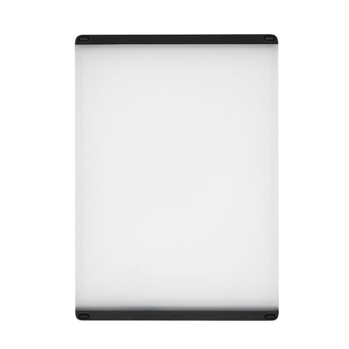 OXO Good Grips Utility Cutting Board - 26.75 x 37cm, Translucent White, top view.