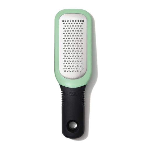 OXO Good Grips Etched Ginger & Garlic Grater - Mint Green, top view.