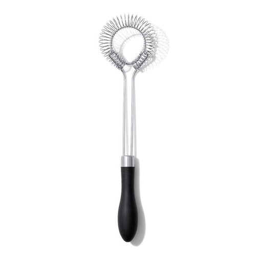 OXO Good Grips Sauce & Gravy Flat Whisk - Stainless Steel, top view.