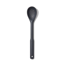 Load image into Gallery viewer, OXO Good Grips Silicone Slotted Spoon - Peppercorn, top view.
