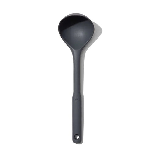 OXO Good Grips Silicone Everyday Ladle - Peppercorn, top view.