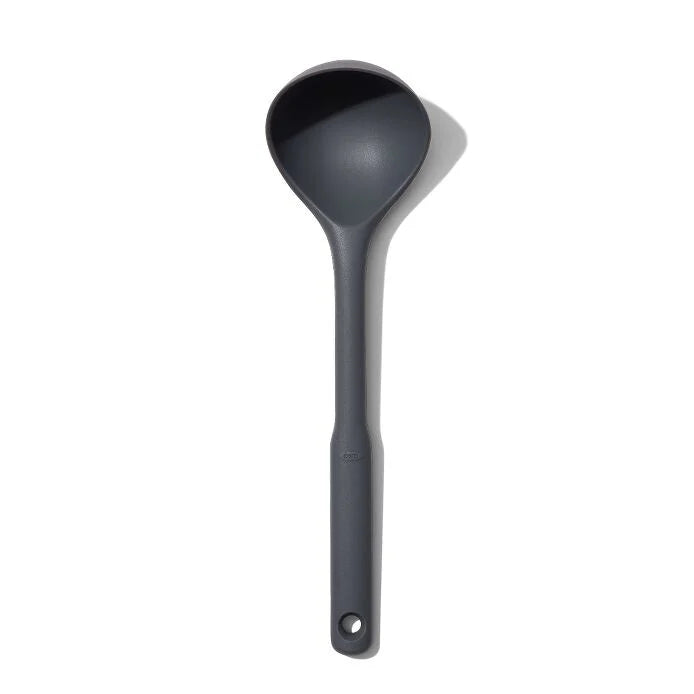 OXO Good Grips Silicone Everyday Ladle - Peppercorn, top view.