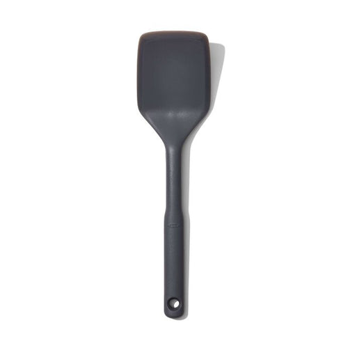 OXO Good Grips Silicone Everyday Flexible Turner - Peppercorn, top view.