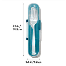 Load image into Gallery viewer, OXO Good Grips Prep &amp; Go Utensils with Case Traypack - Pack of 4, with dimensions.
