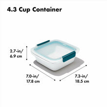 Load image into Gallery viewer, OXO Good Grips Prep &amp; Go Lunch Container - 1030ml, with dimensions.
