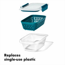 Load image into Gallery viewer, OXO Good Grips Prep &amp; Go Container with Colander - 450ml, all parts.
