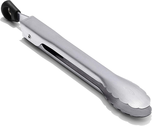 OXO Good Grips Mini Tongs - Stainless Steel, angled view.