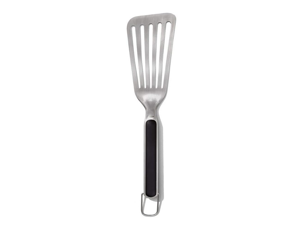 OXO Good Grips Grilling Precision Turner - Stainless Steel, top view.
