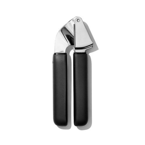 OXO Good Grips Garlic Press - Black, side view.