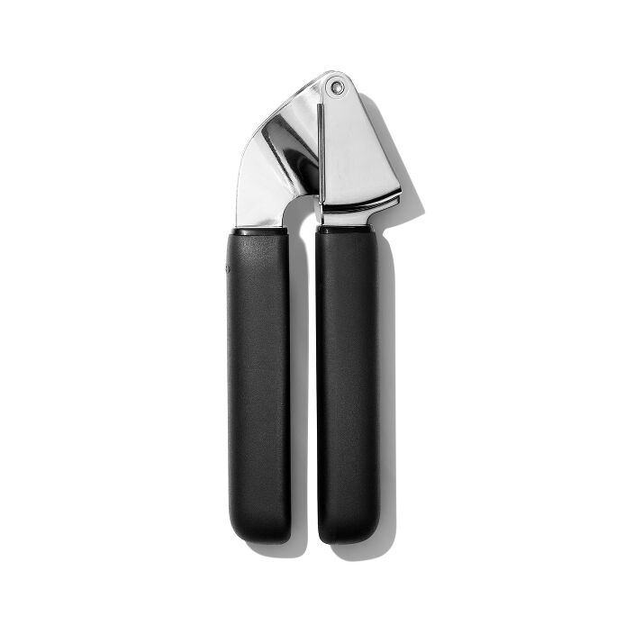 OXO Good Grips Garlic Press - Black, side view.