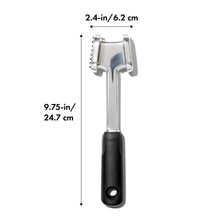 Load image into Gallery viewer, OXO Good Grips Meat Tenderizer - Die-Cast, with dimensions. 
