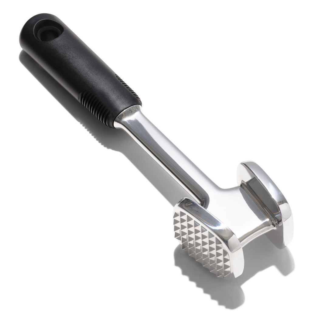 OXO Good Grips Meat Tenderizer - Die-Cast, angled view.