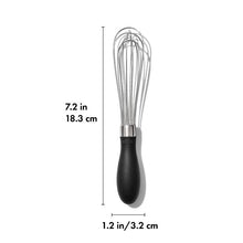 Load image into Gallery viewer, OXO Good Grips Mini Whisk - Black, graphic with dimensions.
