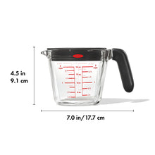 Load image into Gallery viewer, OXO Good Grips Glass Measuring Cup with Lid - 500ml, dimensions.
