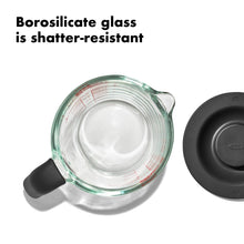 Load image into Gallery viewer, OXO Good Grips Glass Measuring Cup with Lid - 500ml, top view, shatter resistant glass.
