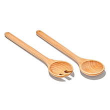 Load image into Gallery viewer, OXO Good Grips Beechwood Salad Servers, 2-Piece Set, angled view.
