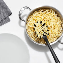 Load image into Gallery viewer, OXO Good Grips Nylon Spaghetti Server - Black, in use.
