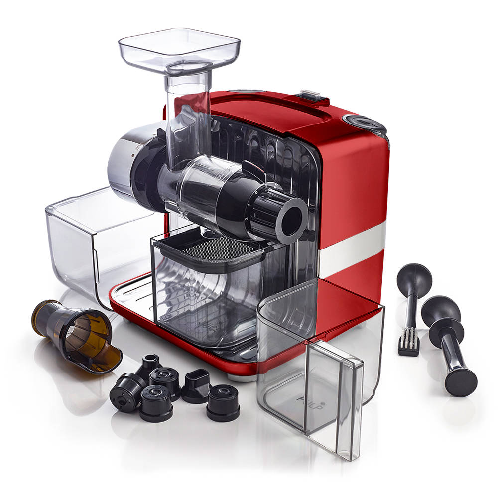 Omega Horizontal Slow Juicer, Red - 200 W