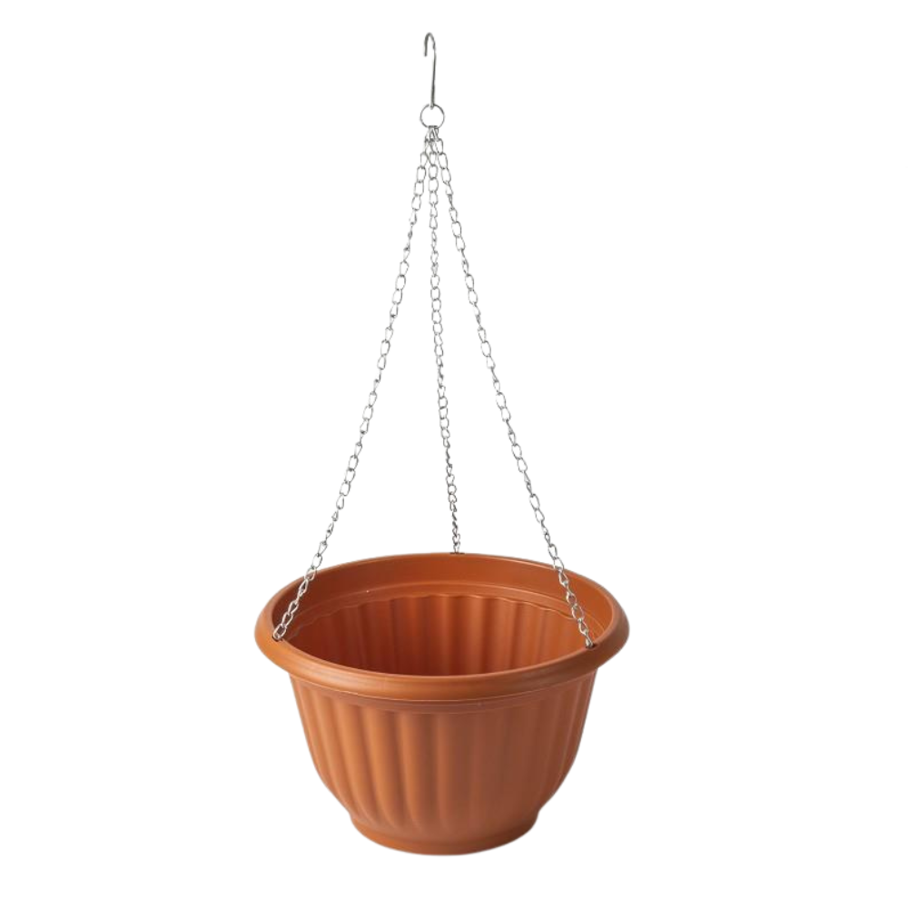 Plastic Forte Roma Hanging Plant Pot - 25cm, Terracotta