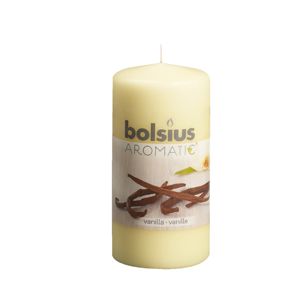 Bolsius Aromatic Vanilla Pillar Candle 120/60mm, Scented