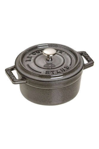 Staub Mini Round Cast Iron Cocotte, Graphite Grey - 10cm, 0.26 Liters.