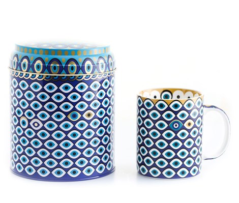 Images D'orient Large Tin Box with 1 Mug, 325ml - Zarqa.