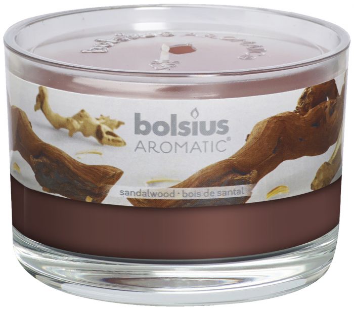 Bolsius Aromatic Candle in a Glass Jar - Scented - 63/90mm, Sandalwood
