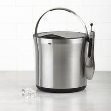 Load image into Gallery viewer, Lifestyle image of OXO Good Grips Steel Ice Bucket &amp; Tong Set - Stainless Steel.
