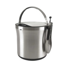 Load image into Gallery viewer, OXO Good Grips Steel Ice Bucket &amp; Tong Set - Stainless Steel, angled view.
