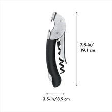 Load image into Gallery viewer, OXO Good Grips Double Lever Waiter&#39;s Corkscrew - Stainless Steel, graphics with dimensions.
