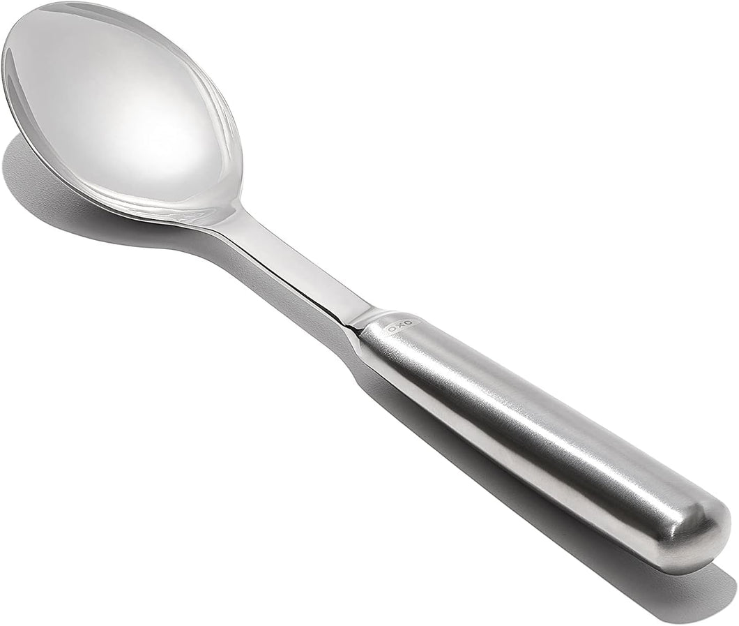 OXO Good Grips Serving Spoon - Stainless Steel, angled view.