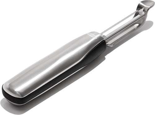 OXO Good Grips Swivel Peeler - Stainless Steel, angled view.