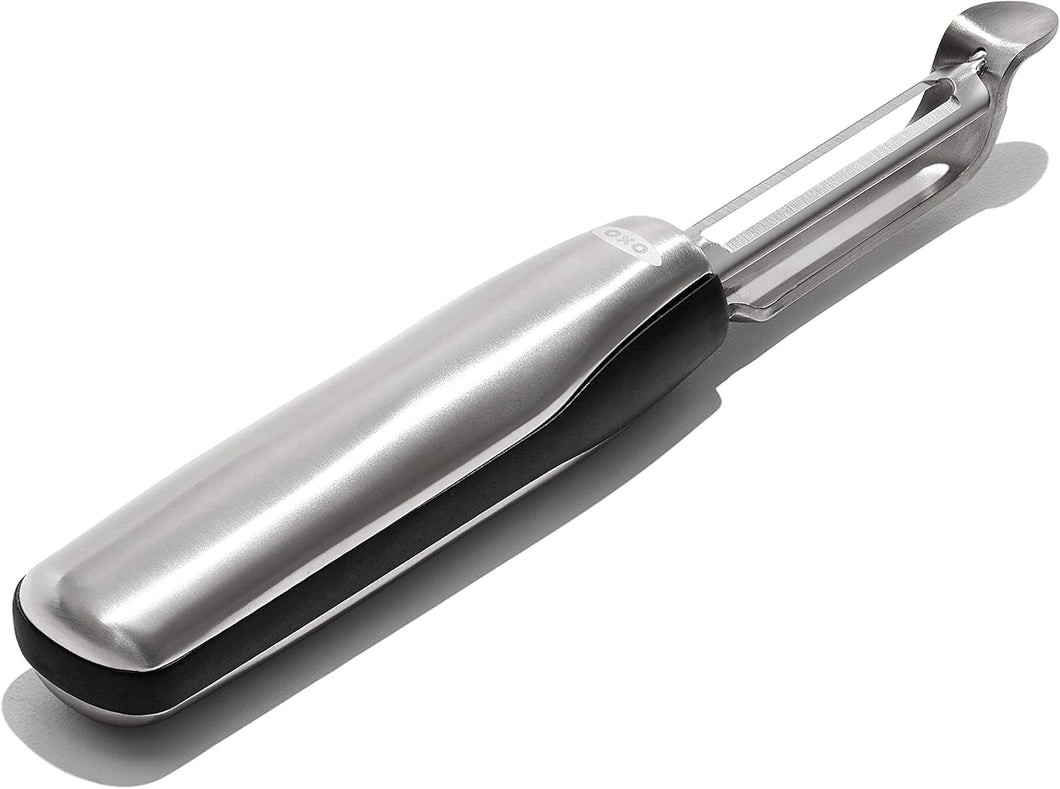 OXO Good Grips Swivel Peeler - Stainless Steel, angled view.