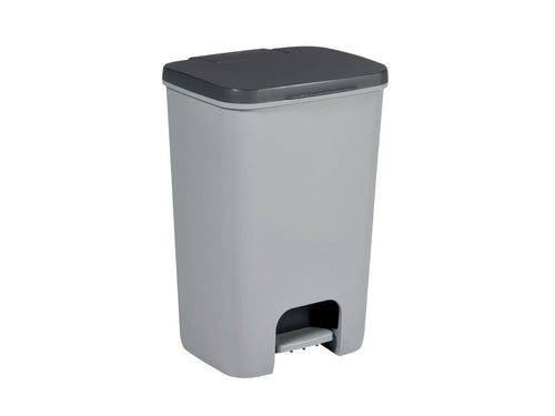 Curver Atlantic Pedal Bin - 40 Liters, Grey, side view.