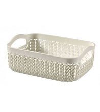 Load image into Gallery viewer, Curver Knit Rectangular Tray Basket A6, 7.4 x 19.4 x 13.6cm - Off White.
