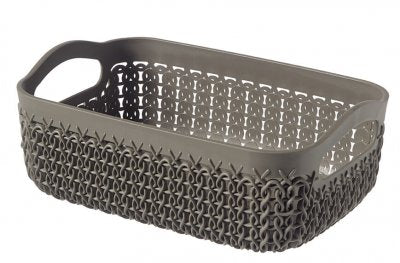 Curver Knit Rectangular Tray Basket A6, 7.4 x 19.4 x 13.6cm - Brown.