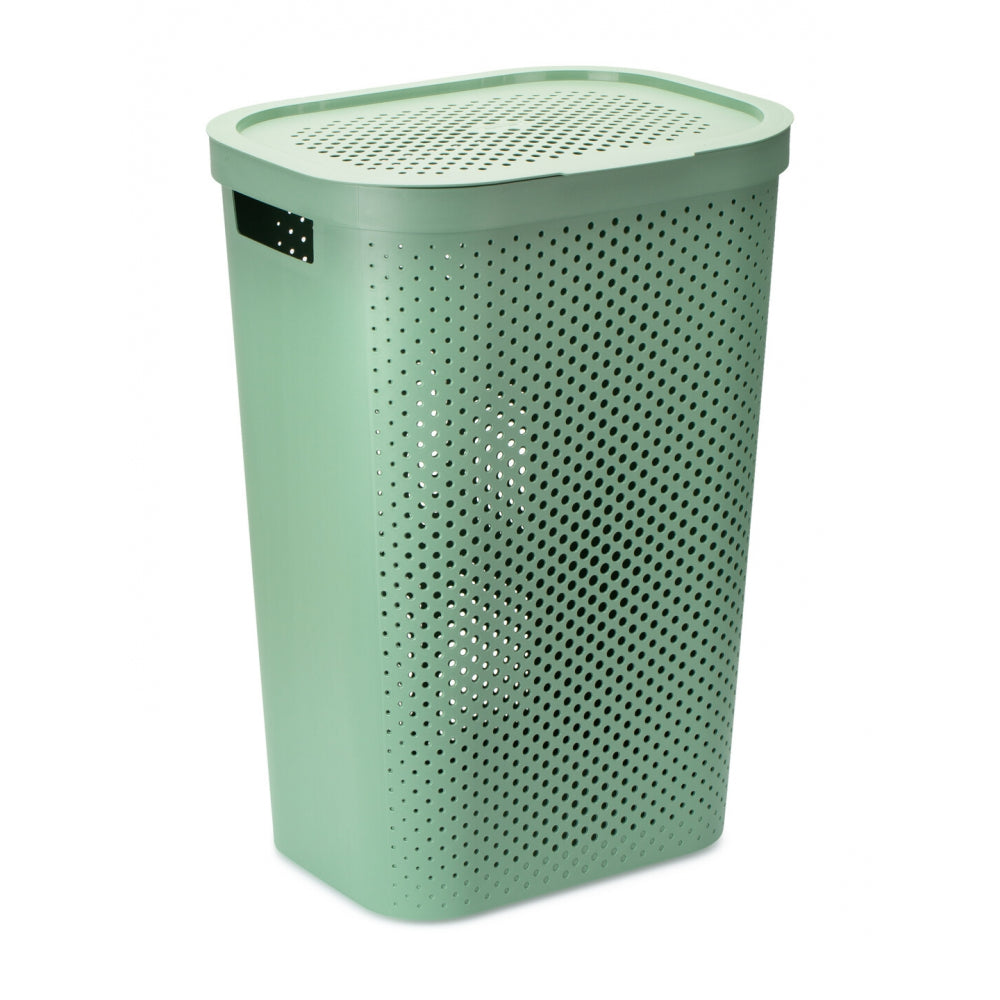 Curver Infinity Laundry Hamper with Dots - 60 Liters, Grey or White or Green