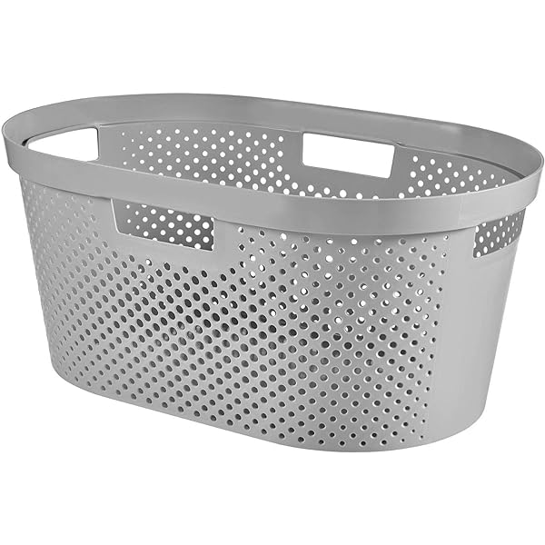 Curver Infinity Laundry Basket with Dots - 40 Liters, Grey or White