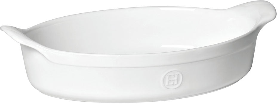 Emile Henry Oval Oven Baking Dishes - 34.5 x 25.5cm, White.