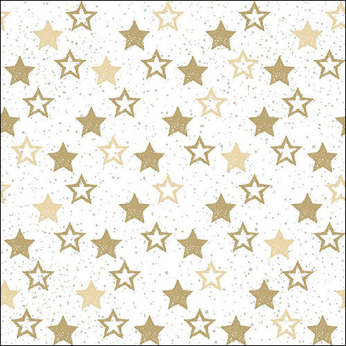 Ambiente Stars All Over White/Gold Napkins - Large.