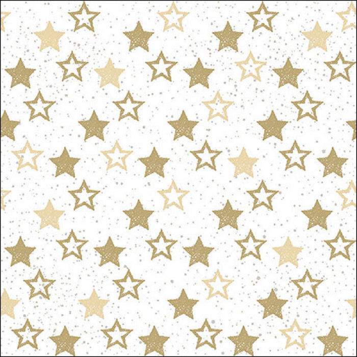 Ambiente Stars All Over White/Gold Napkins - Large.